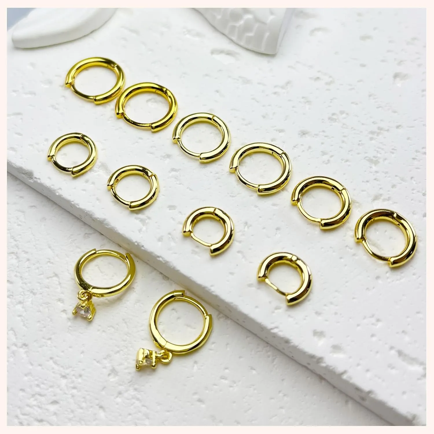 Earring Sets for Multiple Piercing Cartilage Stud Earrings for Women Hypoallergenic Dainty Gold Earrings 14K Gold Plated Earring Stack Trendy Small Huggie Hoop Earrings