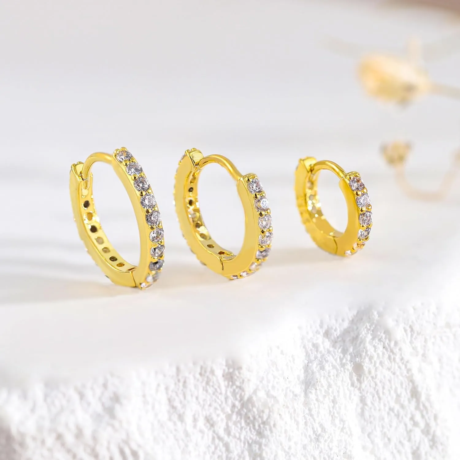 Earring Sets for Multiple Piercing, Gold Hoop Earrings for Women, Dainty 18K Gold Plated Hoops Clip on Earrings Cute Huggie Stud Earrings Gold Earrings for Women Trendy Gold Jewelry Gifts