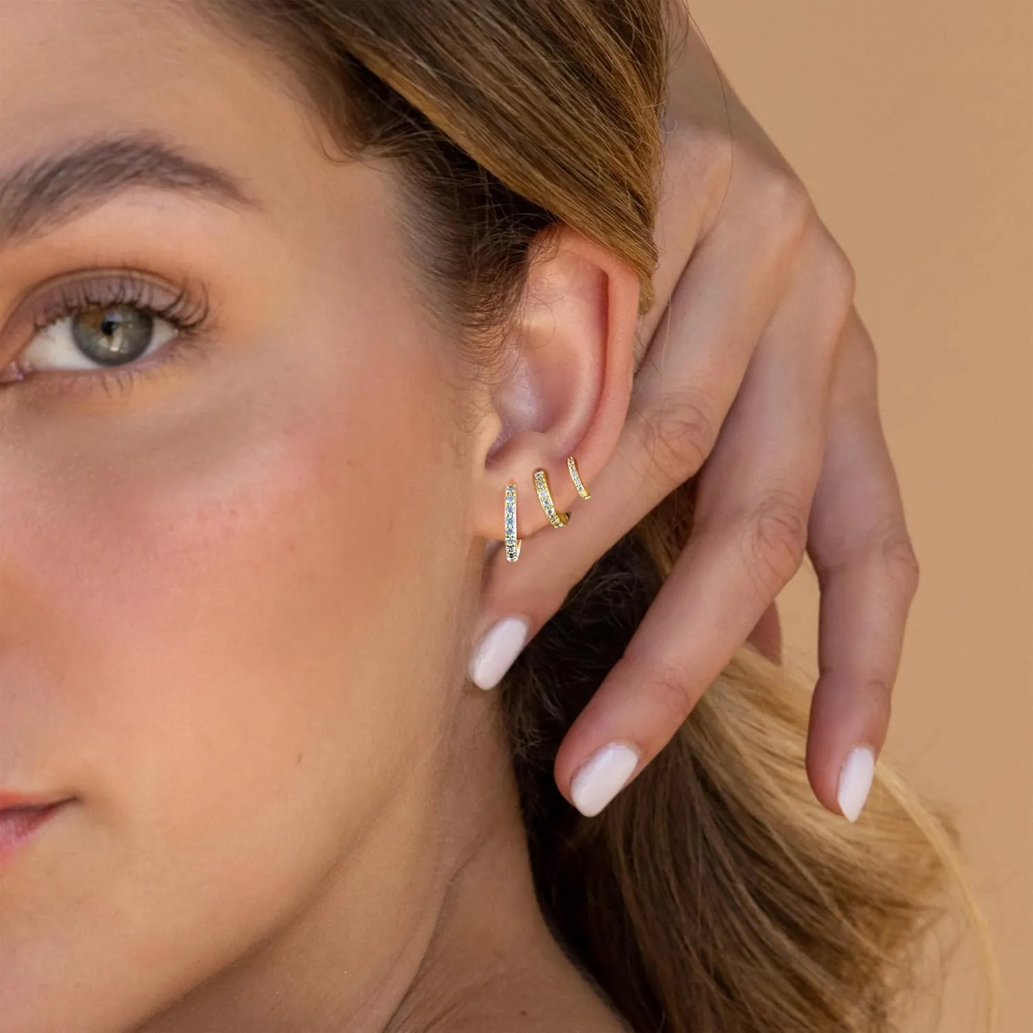 Earring Sets for Multiple Piercing, Gold Hoop Earrings for Women, Dainty 18K Gold Plated Hoops Clip on Earrings Cute Huggie Stud Earrings Gold Earrings for Women Trendy Gold Jewelry Gifts