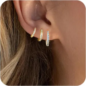 Earring Sets for Multiple Piercing, Gold Hoop Earrings for Women, Dainty 18K Gold Plated Hoops Clip on Earrings Cute Huggie Stud Earrings Gold Earrings for Women Trendy Gold Jewelry Gifts