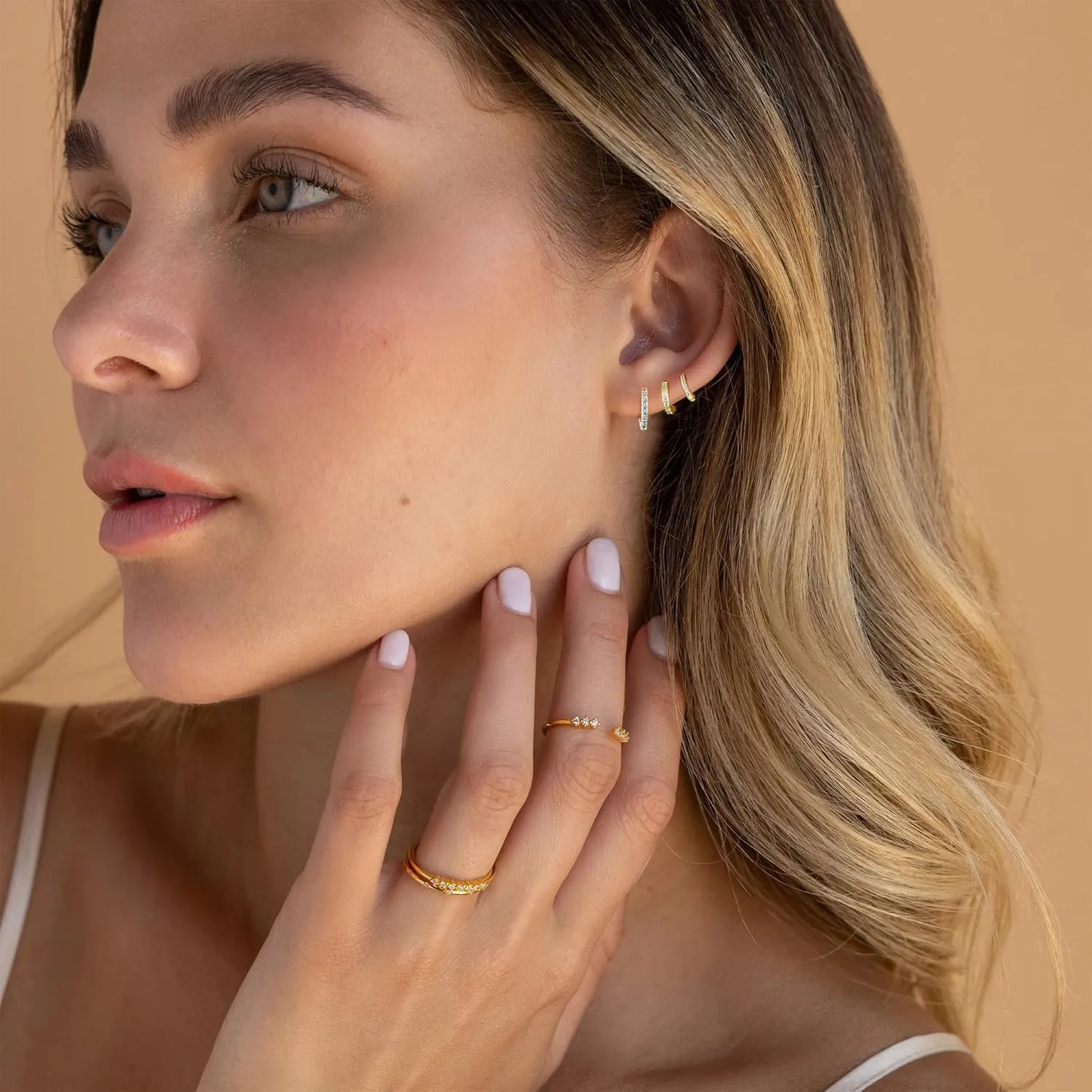 Earring Sets for Multiple Piercing, Gold Hoop Earrings for Women, Dainty 18K Gold Plated Hoops Clip on Earrings Cute Huggie Stud Earrings Gold Earrings for Women Trendy Gold Jewelry Gifts