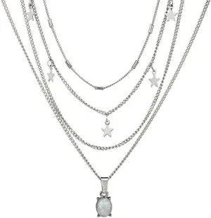Edary Boho Layered Necklace Star Crystal Choker Necklaces Chain Pendant Jewelry Accessories for Women