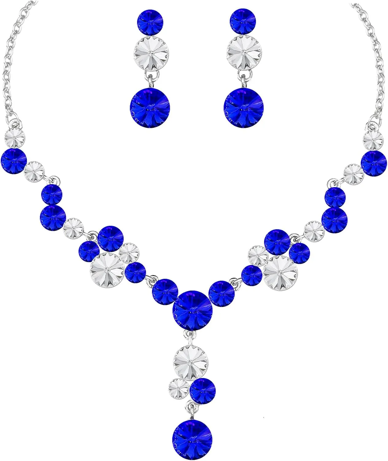 Elegant Crystal Jewelry Sets Bridal Statement Necklace Drop Earrings Set Wedding Party Prom Costume Jewelry for Brides Gifts for Women