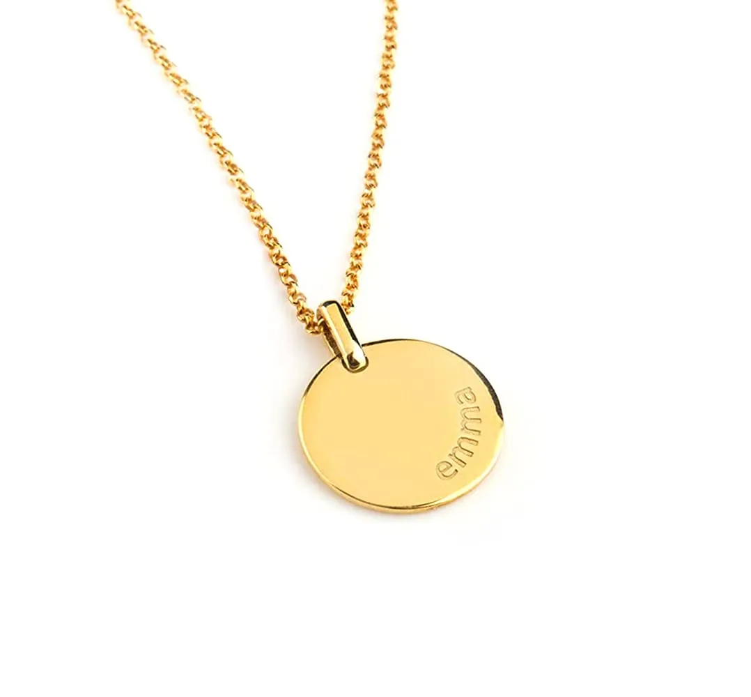 Elegant jewel box Women Custom necklace in solid Gold 9k, 14k, & 18k, Name disc necklace, Personalized disc, Solid gold necklace, Personalized necklace, Initial charm, Bridesmaid gift