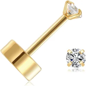 EnCharmed Tiny CZ Screw On Flat Back Stud Earrings, Surgical Steel Cubic Zirconia Earrings for Cartilage Tragus Earlobe Helix Piercing, Gift for Women Men