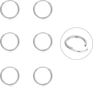 EPIRORA Silver Hoop Earrings- Cartilage Endless Small Hoop Earrings Set for Women Men, 3 Pairs of Hypoallergenic 925 Sterling Silver Tragus Earrings Nose Lip Rings