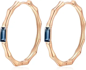 EVEVIC Austrian Crystal Lightweight Bamboo Gold Hoop Earrings for Women 14K Rose Gold Plated Hypoallergenic Earring Jewelry Gift