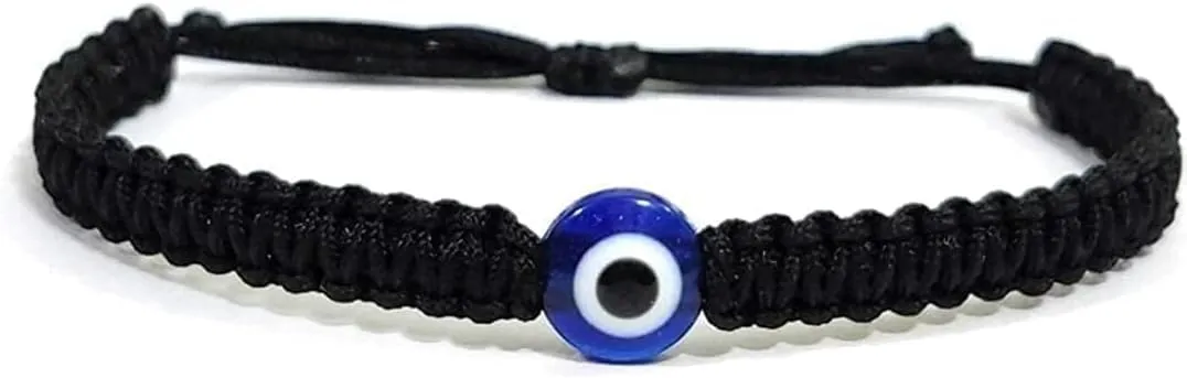 Evil Eye Bracelets for Women Men Handmade Braided Kabbalah Bracelet Good Luck Protection Bracelet Rope Cord Thread Friendship Adjustable String Minimalist Jewelry (Black)