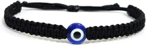 Evil Eye Bracelets for Women Men Handmade Braided Kabbalah Bracelet Good Luck Protection Bracelet Rope Cord Thread Friendship Adjustable String Minimalist Jewelry (Black)
