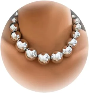 Exaggerated Multi Layered Metal Beaed Choker Necklaces Punk Big Ball Clavicle Chain Necklace Gothic Neck Jewelry Statement Collar Body Chain Necklace for Women