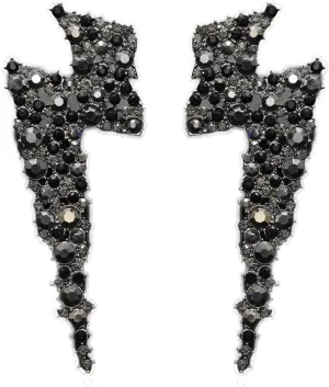Exaggerated Shiny Rhinestone Flash Drop Dangle Earrings Lightning Bolt Statement Earrings Heavens Cloud Nature Weather Party Jewelry