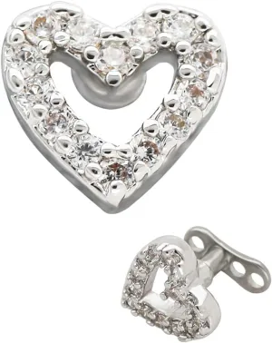 Excepro 1PCS Dermal Anchor G23 Titanium White Shiny Heart Shaped CZ Body Jewelry Anchor Dermal Tops