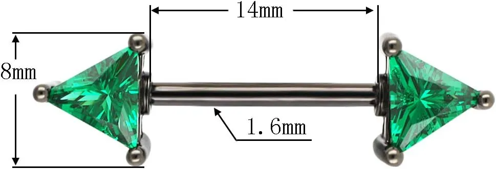 Excepro Nipplerings Barbell 316L Surgical SS Black CZ Nipple barbell Shiny Nipple Piercing Fairyland