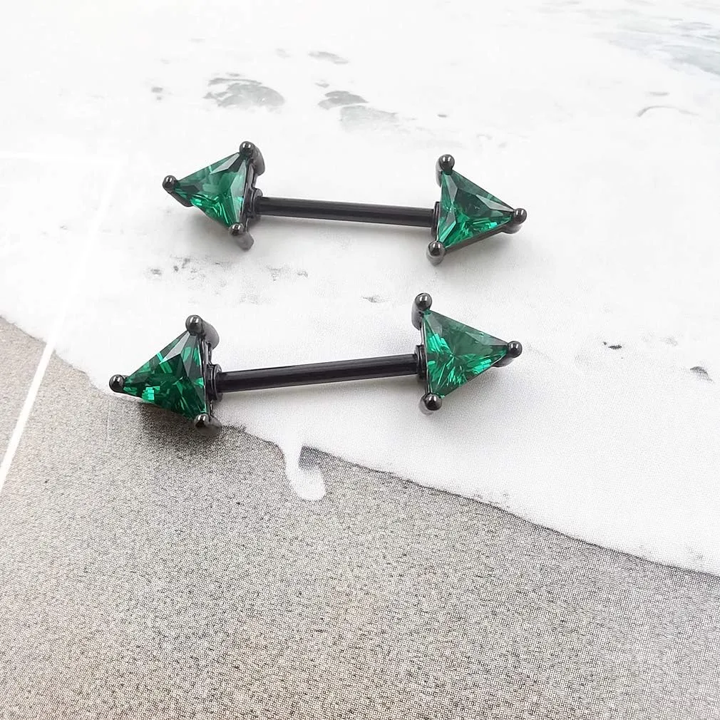 Excepro Nipplerings Barbell 316L Surgical SS Black CZ Nipple barbell Shiny Nipple Piercing Fairyland