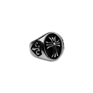 Faith Cross Ring ~ Antique Silver ~ Men's Ring ~ 925 Silver Men's Band ~ Signet Ring ~ Fleur De Lis Ring ~ Men's Jewelry ~ Rings For Men ~ Oxidized Ring ~ Western Ring ~ Heavy Ring ~ Gift For Him