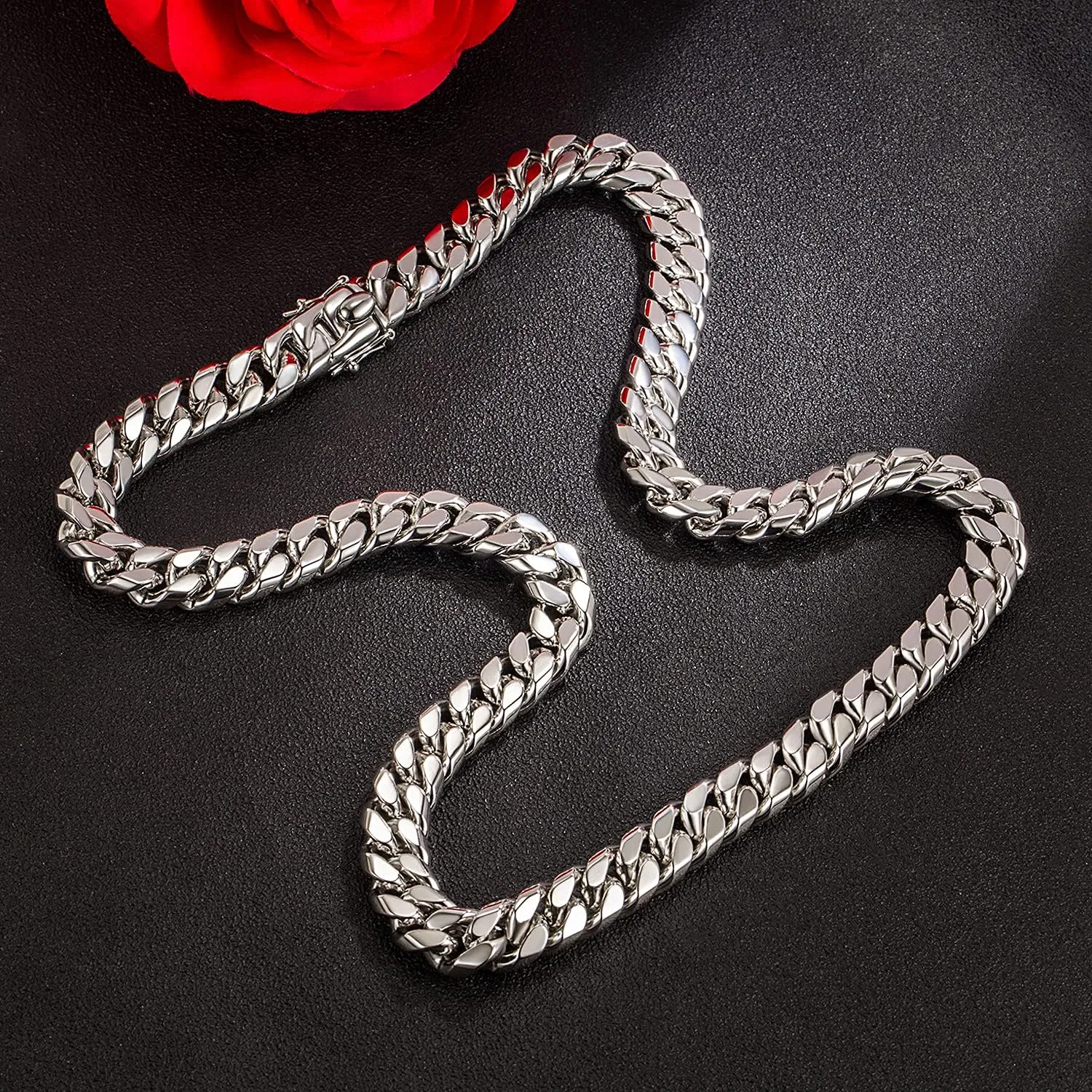 Fashion 925 Sterling Silver Solid Miami Cuban Link Chain Necklace 8MM & 12MM- Curb Cuban Thick Big Link Choker For Men 20 "22" 24 "26" 28" Fine Jewelry