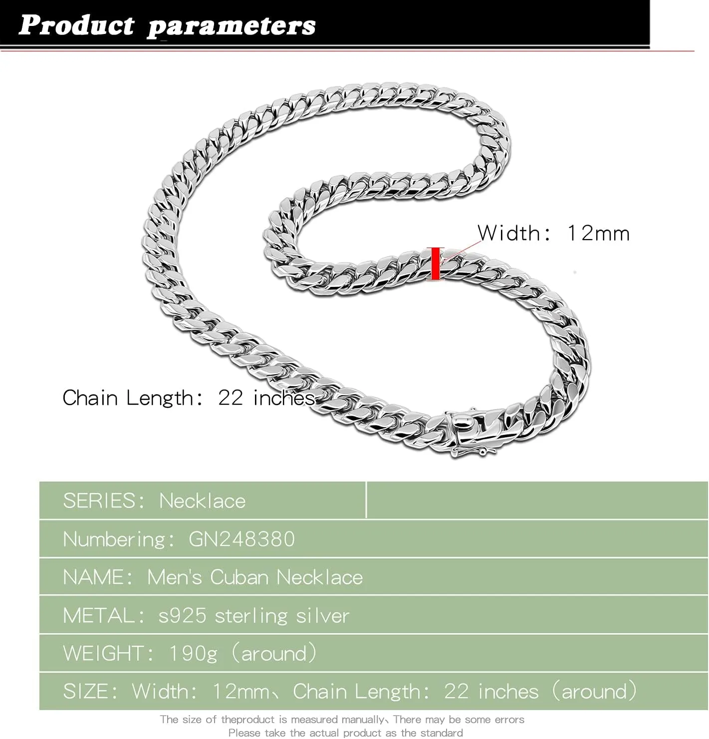 Fashion 925 Sterling Silver Solid Miami Cuban Link Chain Necklace 8MM & 12MM- Curb Cuban Thick Big Link Choker For Men 20 "22" 24 "26" 28" Fine Jewelry