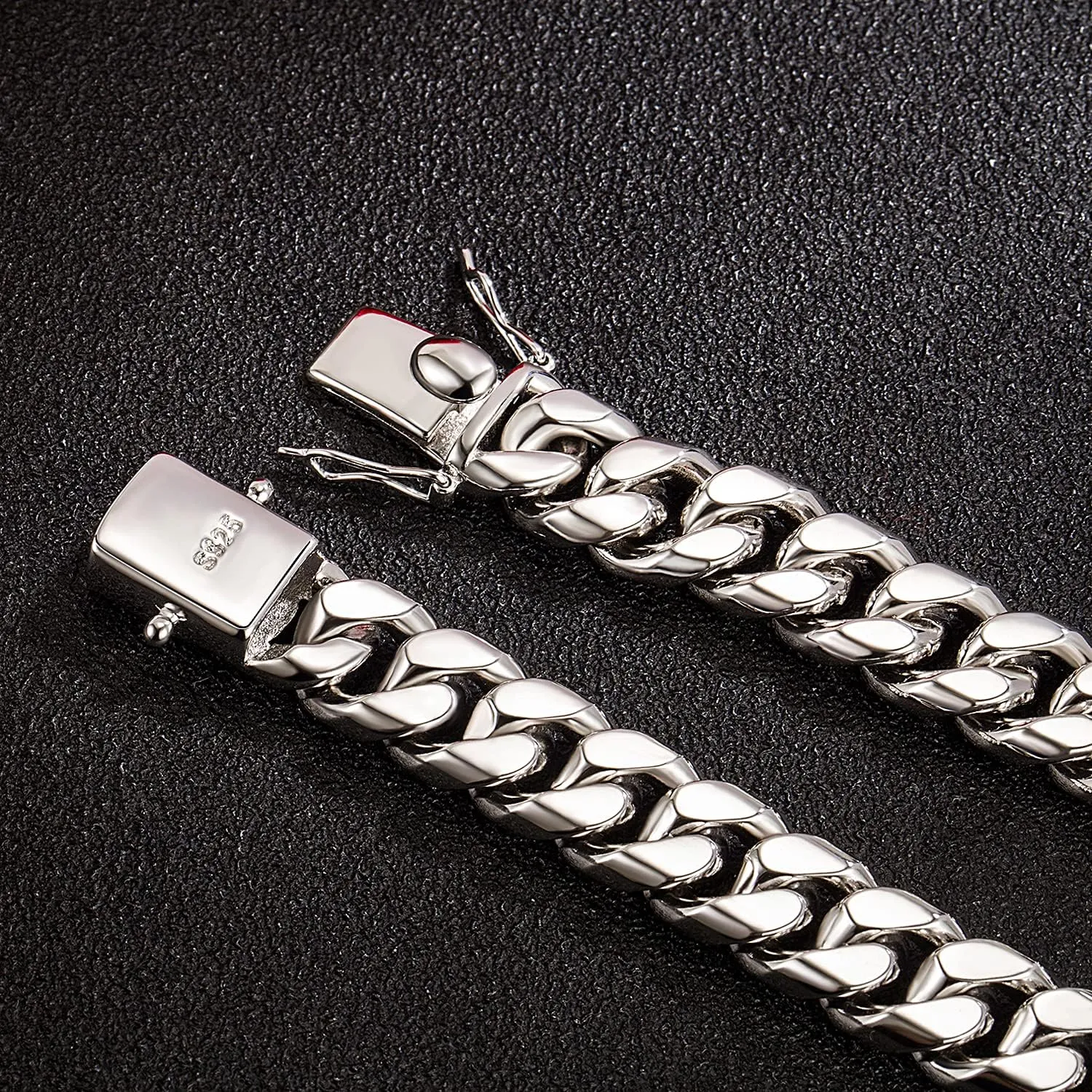 Fashion 925 Sterling Silver Solid Miami Cuban Link Chain Necklace 8MM & 12MM- Curb Cuban Thick Big Link Choker For Men 20 "22" 24 "26" 28" Fine Jewelry