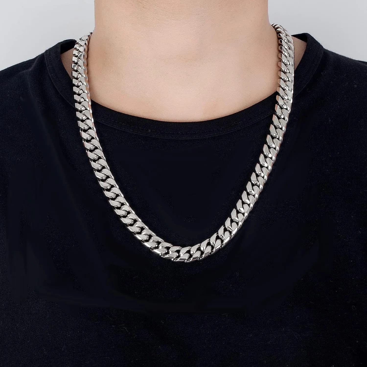 Fashion 925 Sterling Silver Solid Miami Cuban Link Chain Necklace 8MM & 12MM- Curb Cuban Thick Big Link Choker For Men 20 "22" 24 "26" 28" Fine Jewelry