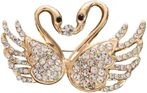 Fashion Animal brooch, Zircon Double Swan brooch, sweater jacket, cardigan pin accessories designed specifically for fashionable women, suitable for holiday jewelry gifts
