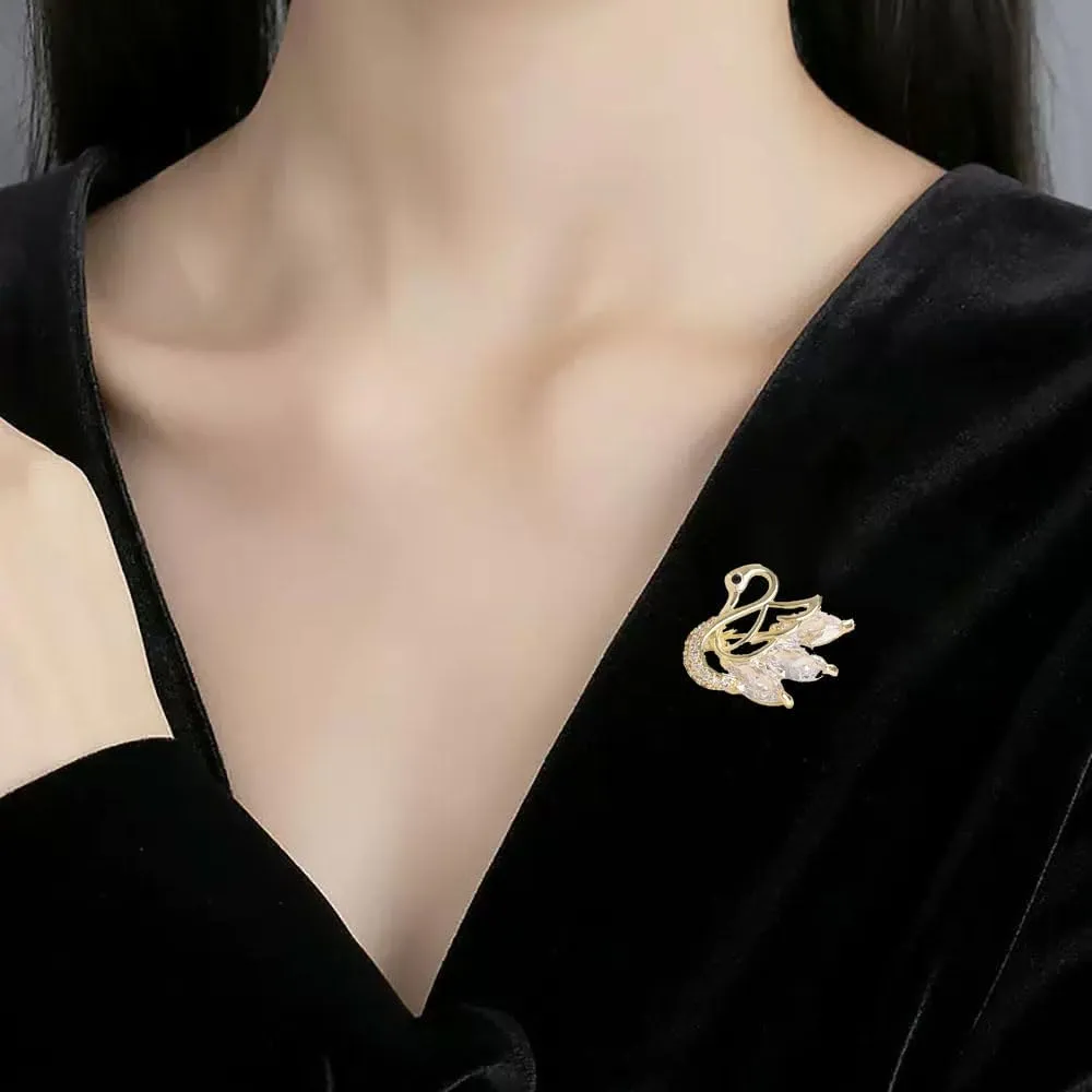 fashion women's animal brooch zircon swan brooch sweater jacket cardigan sweater needle clothing accessories designed specifically for fashionable women, suitable for holiday jewelry gifts