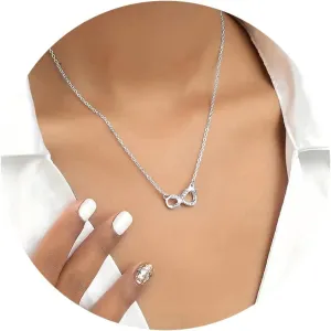 Fesciory Silver Rhinestone Tennis Necklaces for Women, Dainty Adjustable Layered Twist Rope Cubic Zircon Diamond Butterfly Necklace, Iced Out Heart Jewelry Gifts (Infinite)