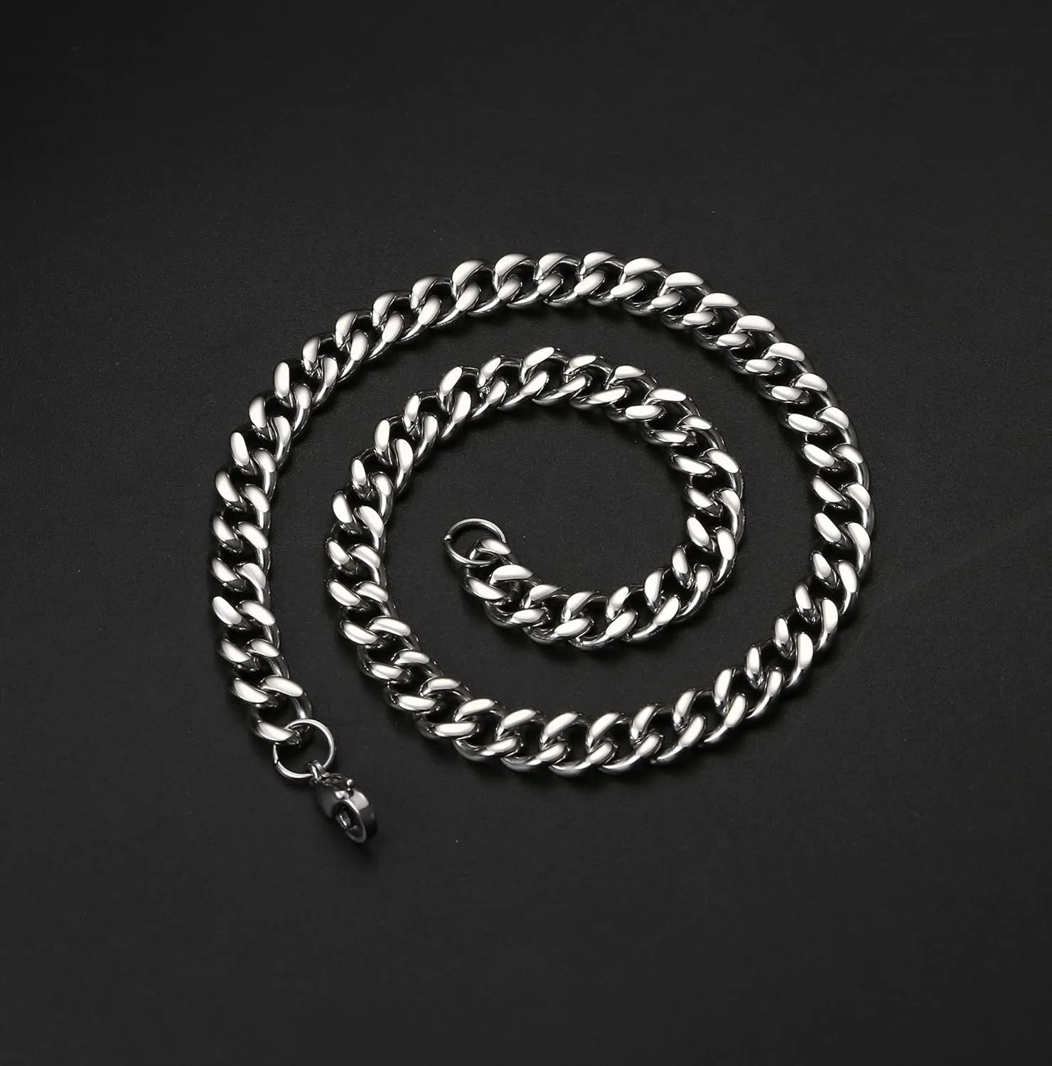 FIBO STEEL 3.5-10mm Stainless Steel Cuban Necklace Mens Women Curb Link Chain, 16-30 inches