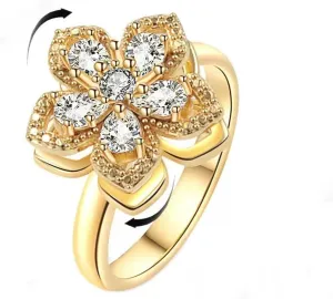 Fidget Ring Sunflower Ring for Women Gold Anxiety Crystal Rings Cubic Zirconia Sunflower Ring Open Adjustable Fidget Ring Spinner Sun Ring for Men Trendy Jewelry