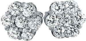Flower Cluster Brilliant 925 Sterling Silver Honey Comb Set Iced Cz Circle Screw Back Stud Round Hip Hop Hypoallergenic Cubic Zirconia Earrings For Men And Women
