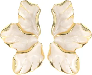 Flower Earrings, Irregular Petal Statement Earrings for Women Unique Gold Floral Stud Trendy Jewelry