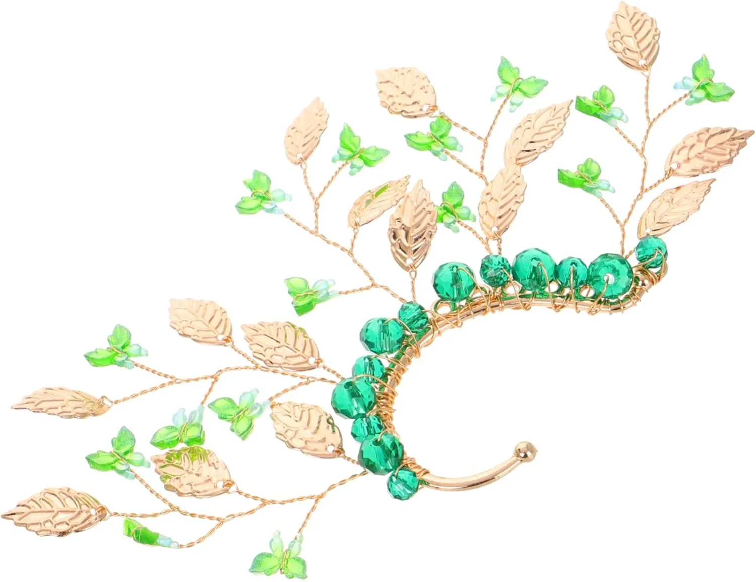 FRCOLOR Fashionable Non Pierced Ear Cuff Retro Leaf Design with Rhinestones for Women Clip Earring for Parties Weddings Daily Wear Sturdy