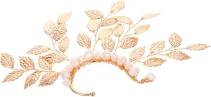 FRCOLOR Fashionable Women Ear Cuff Earring Retro Style Leaf Design with Rhinestone Inlaid No Piercing Ear Clip for Various Occasions Elegant Jewelry for Ladies
