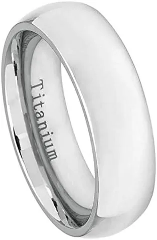 Free Personalized Laser Engraving Ring for Men and Ring for Women Titanium Band Rings 7mm White Titanium Classic Domed Ring Wedding Band Ring Ideal Rings for Couples/Ring for Engagement