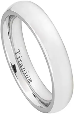 Free Personalized laser engraving Ring for Men and Titanium 5mm White Titanium Classic Domed Ring Wedding Ideal Rings for couples/For Engagement/for Anniversary