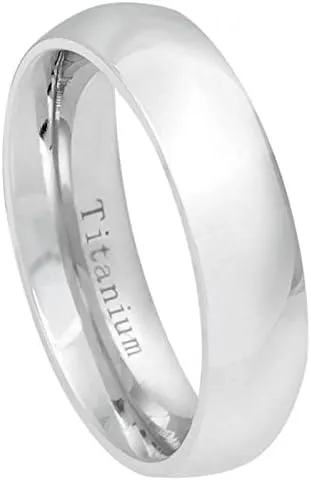 Free Personalized laser engraving Ring for Men and Women Titanium 6mm White Titanium Classic Domed Wedding Ideal Rings for couples