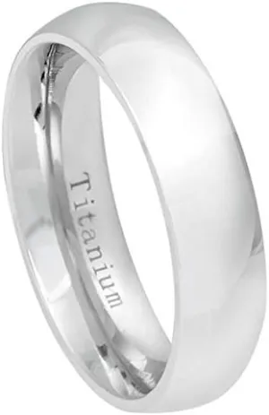 Free Personalized laser engraving Ring for Men and Women Titanium 6mm White Titanium Classic Domed Wedding Ideal Rings for couples