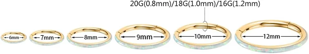 FUNLMO 316L Surgical Steel Nose Ring Hoop Opal Cartilage Earring Conch Daith Rook Orbital Helix Daith Tragus Piercing Jewelry Cartilage Septum Jewelry Cartilage Conch Hoop Earring