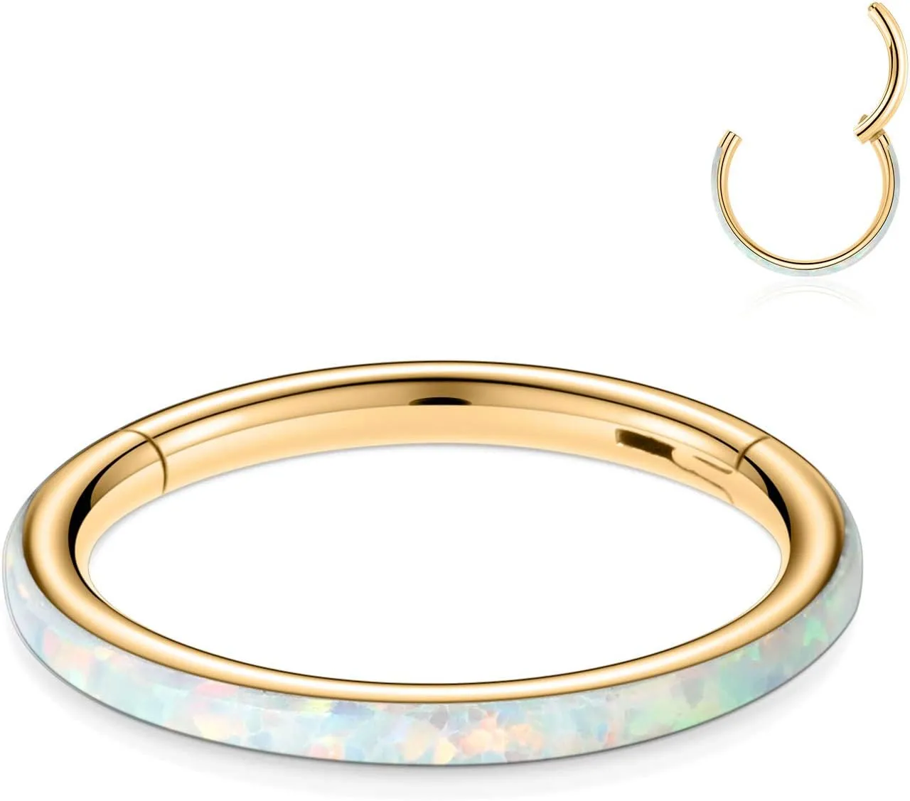 FUNLMO 316L Surgical Steel Nose Ring Hoop Opal Cartilage Earring Conch Daith Rook Orbital Helix Daith Tragus Piercing Jewelry Cartilage Septum Jewelry Cartilage Conch Hoop Earring