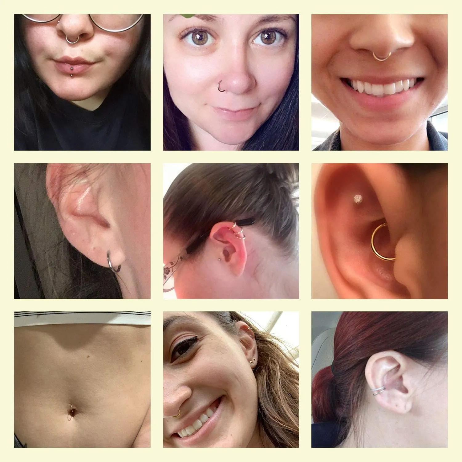FUNLMO 5 Pcs / 3 Pcs 316L Surgical Steel Nose Rings Septum Rings Conch Helix Tragus Daith Rook Cartilage Piercing Jewelry Lip Rings for Women Men