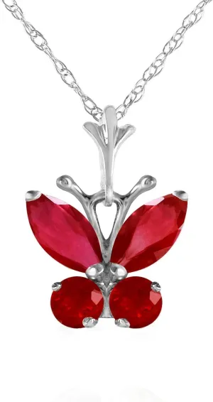 Galaxy Gold GG 14k 18" Solid White Gold Butterfly Necklace Brilliant Ruby