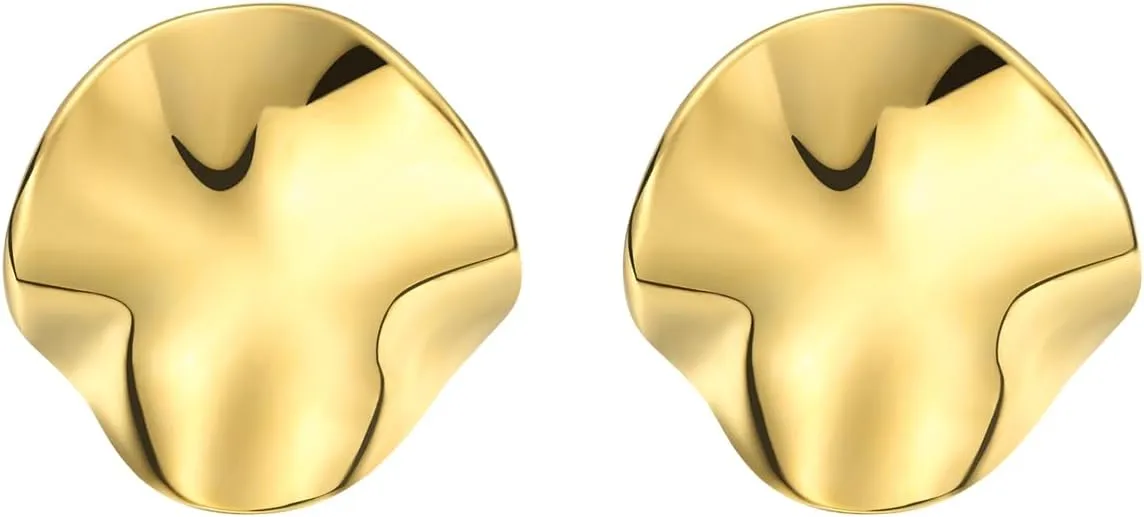 Geometric Rectangle Gold Stud Earrings Irregular Hammered Chunky Statement Square Earrings for Women Trendy