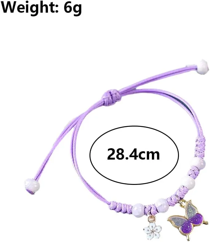 GIGB PBDK Handmade Butterfly Flower Beaded Bracelets,Colorful Adjustable Strings Braided Bracelets,Trendy Friendship Couple Jewelry Gifts for Women Bestie