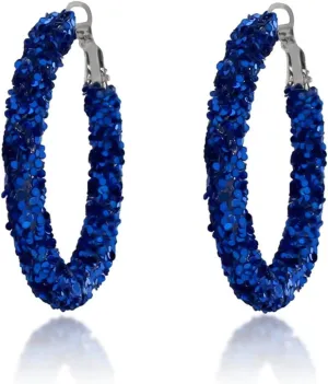 Glitter Hoop Earring Multicolor Shiny Glitter Sequins Hoops Sparkle Resin Rhinestone Wrapped Circle for Women