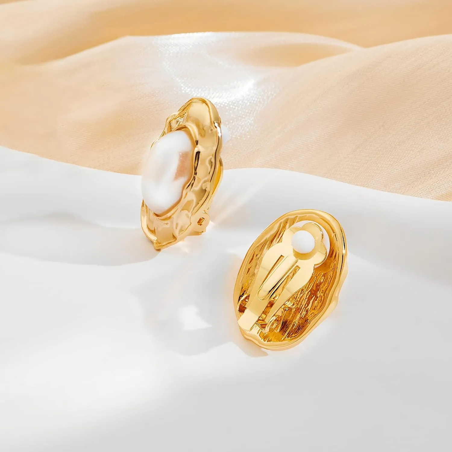 Gold Ball/Square/Teardrop/Button Clip on Earrings - Trendy Non Pierced Jewelry Gifts for Women