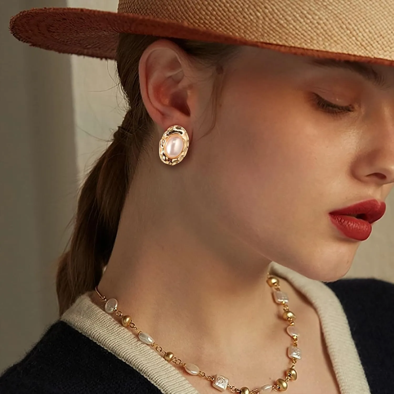 Gold Ball/Square/Teardrop/Button Clip on Earrings - Trendy Non Pierced Jewelry Gifts for Women