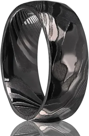 Gold Black Damascus Steel Rings for Men Women 8mm Men's Wedding Bands Classic Fashion Comfortable Fit Suitable for Couples Dating and Engagement