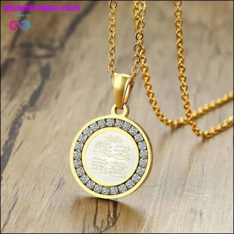 Gold-color CZ Stone Round Religious Necklace