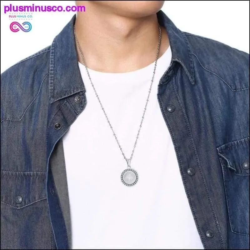 Gold-color CZ Stone Round Religious Necklace