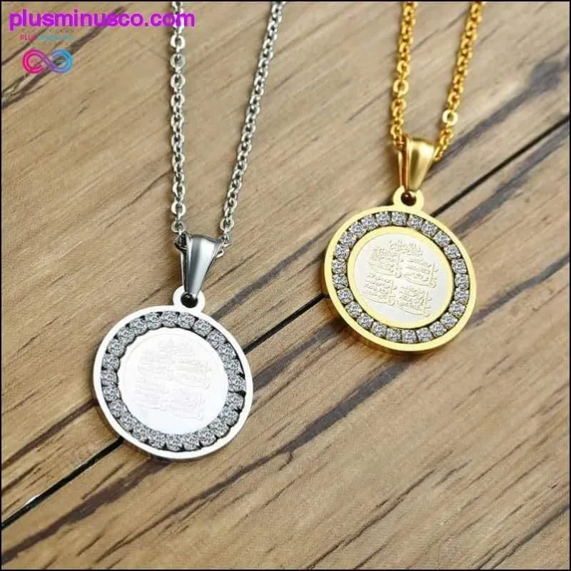 Gold-color CZ Stone Round Religious Necklace