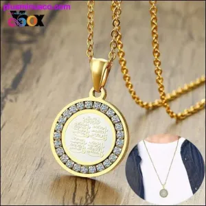 Gold-color CZ Stone Round Religious Necklace